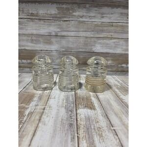Vintage‎ Pyrex Clear Glass Insulator Set of 3 Industrial Telegraph Decor 
READ